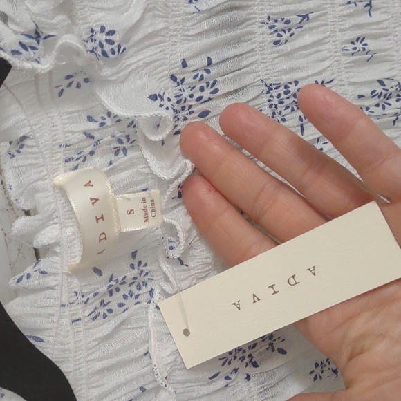 Adiva Smocked Blouse in Blue and White NWT - Picture 12 of 12